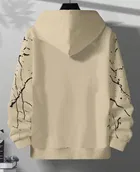 Cotton Printed Hoodie for Men, Beige 
