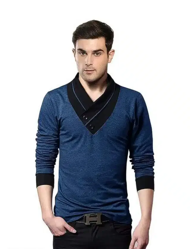 T-Shirt for Men (Navy Blue, L)