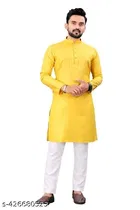 Stripe Show Button Mandarin Neck Kurta for Men 