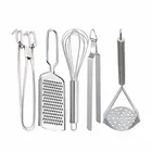 Oc9 स्टेनलेस स्टील यूटिलिटी पकड़ & चीज़ ग्रेटर & एग व्हिस्क & रोटी चिमटा & पोटैटो मेशर फॉर किचन टूल सेट 