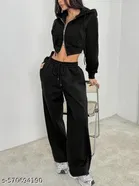 Cotton Blend Solid Trousers for Men, Black 