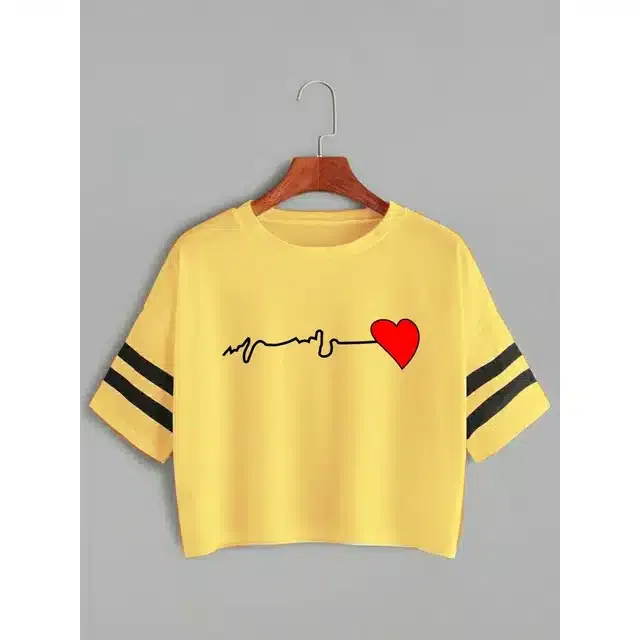 Half Sleeves T-Shirt for Women (Yellow, L)