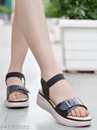 Shoetopia Black Platform Sandals Size IND-8