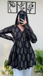 Floral Gathered Rayon Kurti for Women, Pack of 2 
