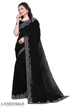 Georgette Saree for Women, Black 