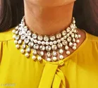 All White Beautiful Kundan Necklace Set for Women, White