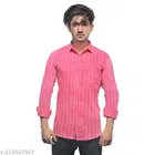 Cotton Blend Checked Shirt for Men, Pink 