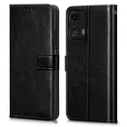 Artificial Leather Mobile Flip Cover for Motorola Moto G35 5G (Black)