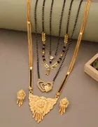 Alloy 4 Pcs Mangalsutra Set with Earrings for Women 