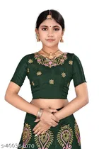Satin Embroidered Lehenga with Choli & Dupatta for Girls 