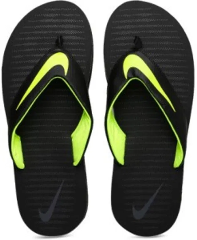 Nike Flip-Flops for Men (Black & Green, 8)