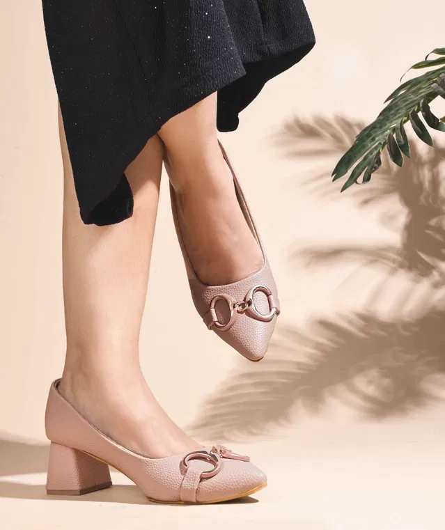 JM Looks Stylish Heels for Women (Peach, 7)