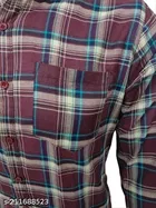 Cotton Blend Checked Shirt for Men, Maroon 