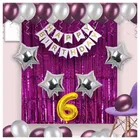 6th Happy Birthday Balloon Decoration Kit, Magenta, Set of 1