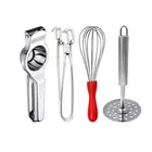Stainless Steel Lemon Squeezer & Pakkad & Egg Whisk & Potato Masher For Kitchen, Set of 4, OC-070