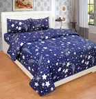 Polycotton Printed Double Bedsheet with Two Pillow Covers 