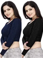 Lycra Ready Made Blouse for Women, Black, Pack of 2 