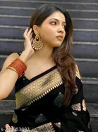 Silk Woven Design Saree for Women, Black 