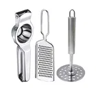 Oc9 Stainless Steel Lemon Squeezer & Cheese Grater & Potato Masher Kitchen Tool Set 