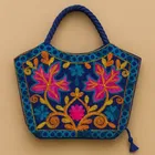 Women Floral Embellished Handheld Bag (Black) (Pack of 1)