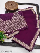 Georgette Woven Design Saree For Women, Purple