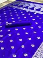 Litchi Silk Woven Design Saree for Women, Blue 