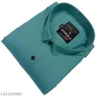 Cotton Blend Solid Shirt for Men, Milange-Green 
