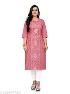 Embroidered Botanical Knee Length Kurti for Women 