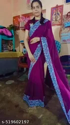Georgette Saree for Women, Purple 