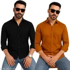 Cotton Blend Solid Shirt for Men, Multicolor, Pack of 2 