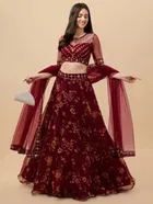Net Embroidred Semi Stiched Lehenga Choli for Women 