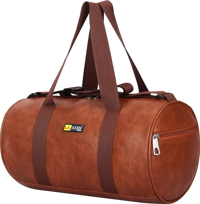 AXen PU Gym Bag for Men & Women (40Liter, Tan)