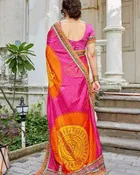 Art Silk Printed Saree for Women, Yellow 