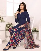 Crepe Unstitched Suit for Women, Blue 