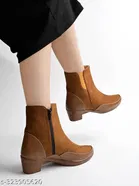 Shoetopia Solid Synthetic Block Heel Boots 