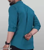 Cotton Solid Shirt for Men, Teal 