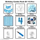 Space Astraunaut Theme 4th Happy Birthday Decoration Items For Girls, Multicolor, Pack of 112