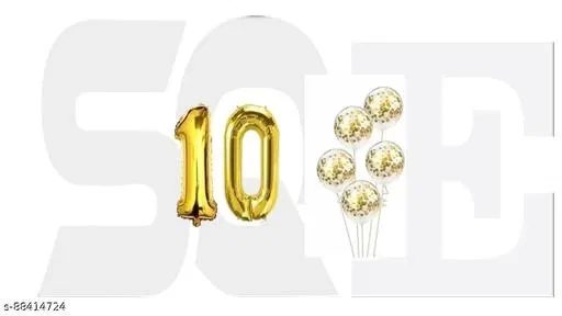 7 Pcs 10 Number Foil, Golden, Set of 1