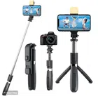 ABS Plastic Remote Control Tripod Selfie Stick (Black & Silver)