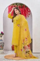 Cotton Silk Kurti With Bottomwear for Women 