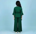 Polyester Solid Clothing Set for Girls, Bottle Green 