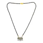 Silver-Tone Rectangular Pendant Mangalsutra with Dangling Charms 