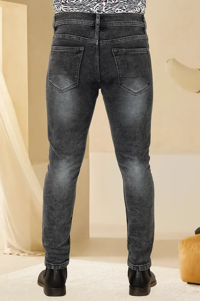 Poly Knit Slim fit Jeans for Men (Grey, 30)