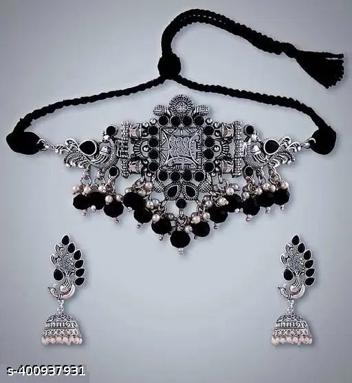 black pearl ad jewelry set for women & girl