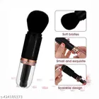 4-in-1 Travel Portable Makeup Brush Set, Mini Lip, Foundation, Blending, Powder, Eye Shadow Brushes for Women's Facial Cosmetics, Black