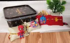 Synthetic 4 Pcs Rakhi with Chocolate Combo 