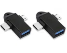 Metal USB to Type C & B 2-in-1 OTG Adapter (Black, Pack of 2)