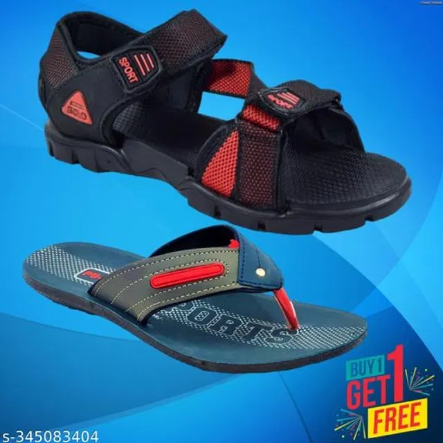 Sandal with Flipflop for Men (Multicolor, 8) (Pack of 2)