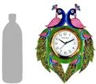 Khatu Crafts Peacock Design Analog Wall Clock (Plastic, 25x25 cm)