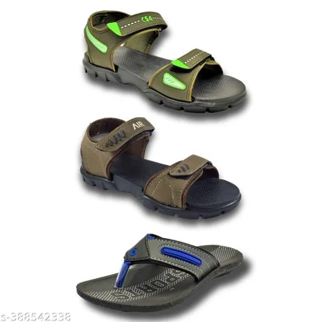 Sandals with Flipflop for Men (Multicolor, 7) (Pack of 3)